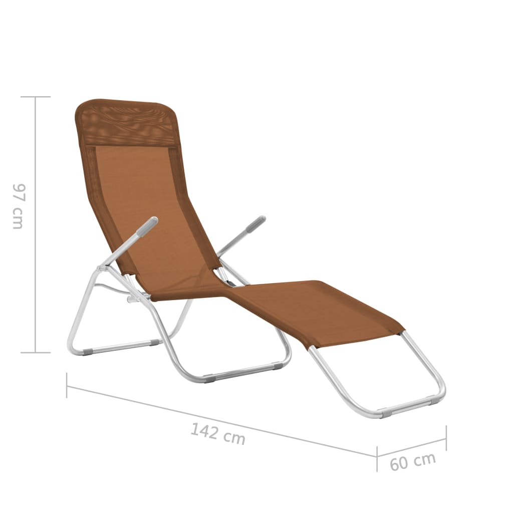 vidaXL saliekami sauļošanās krēsli, 2 gab., pelēkbrūns tekstilēns