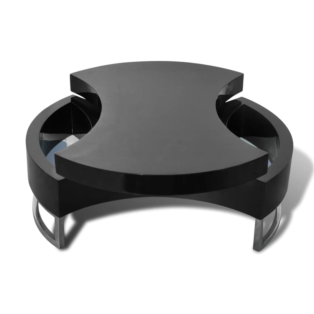 vidaXL kafijas galdiņš, maināma forma, spīdīgs, melns
