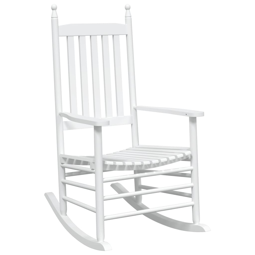 vidaXL šūpuļkrēsli ar izliektu sēdekli, 2 gab., balti, egles masīvkoks