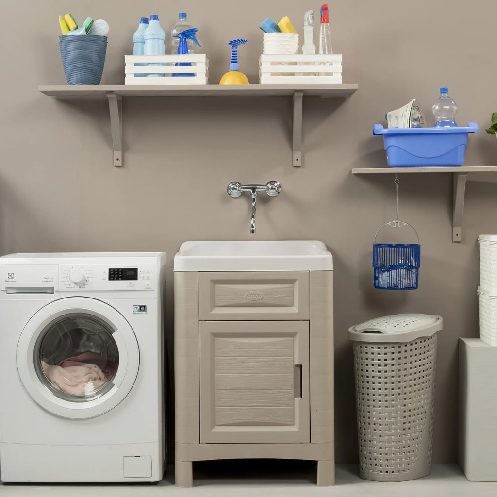vidaXL mazgāšanas telpas skapītis, 60x51x89 cm, smilšu krāsa