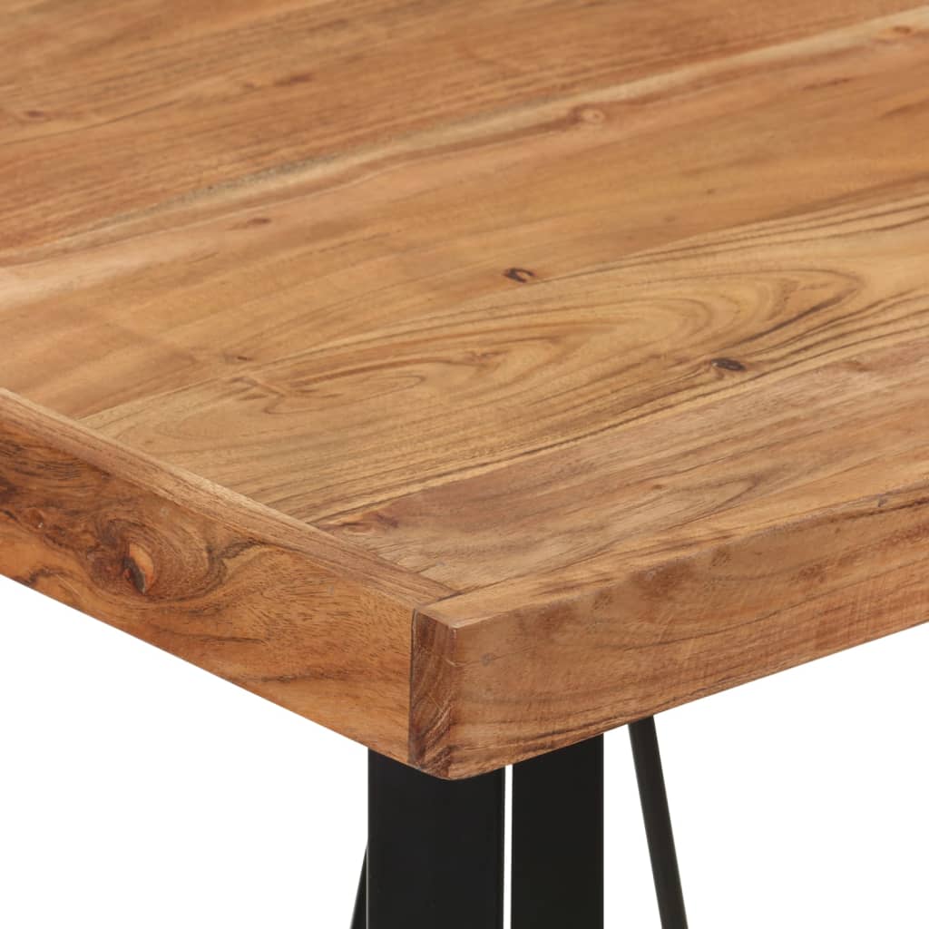 vidaXL bāra galds, 55x55x107 cm, akācijas masīvkoks un dzelzs