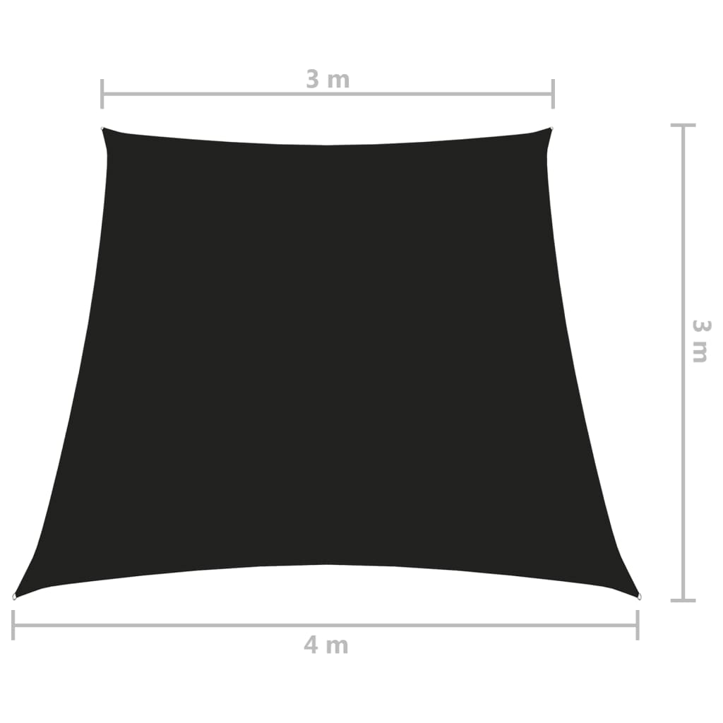 vidaXL saulessargs, 3/4x3 m, trapeces forma, melns oksforda audums