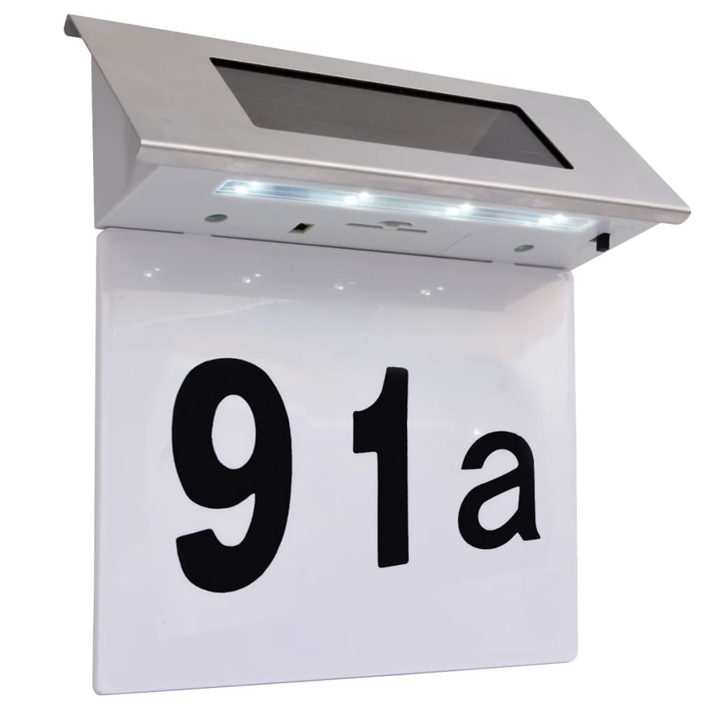 vidaXL LED mājas numura zīme ar saules baterijām, nerūsējošs tērauds