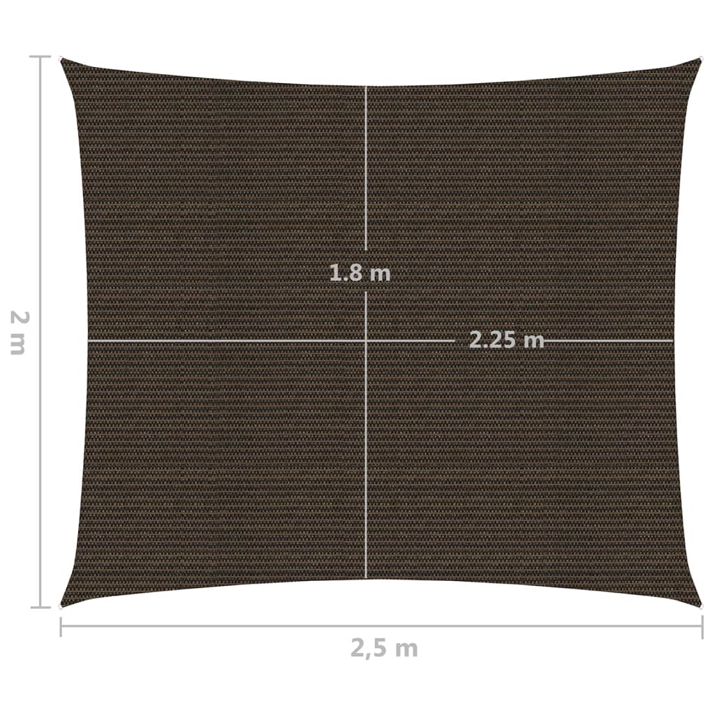 vidaXL saulessargs, 160 g/m², brūns, 2x2,5 m, HDPE