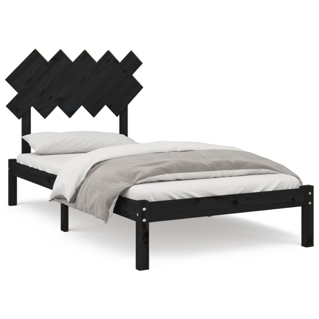 vidaXL gultas rāmis, melns, 100x200 cm, masīvkoks
