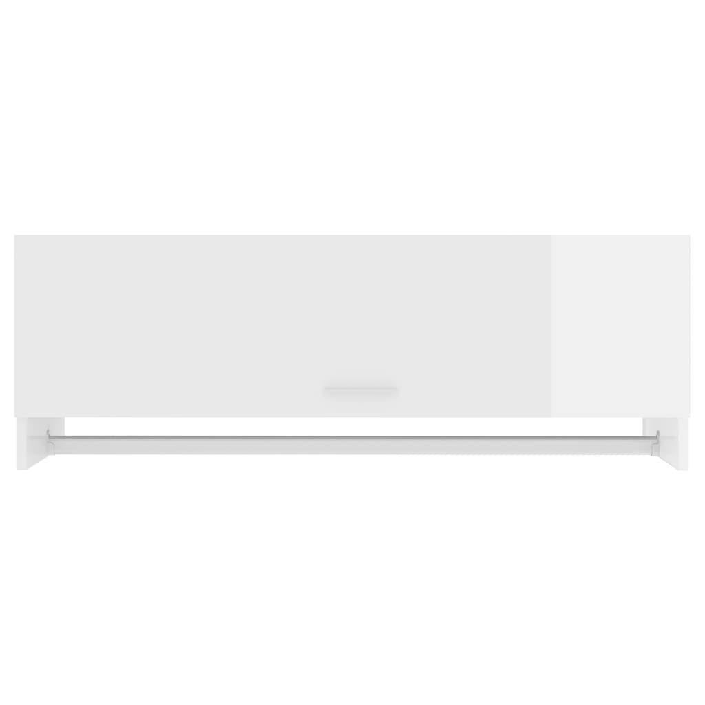 vidaXL skapis, spīdīgi balts, 100x32,5x35 cm, skaidu plāksne