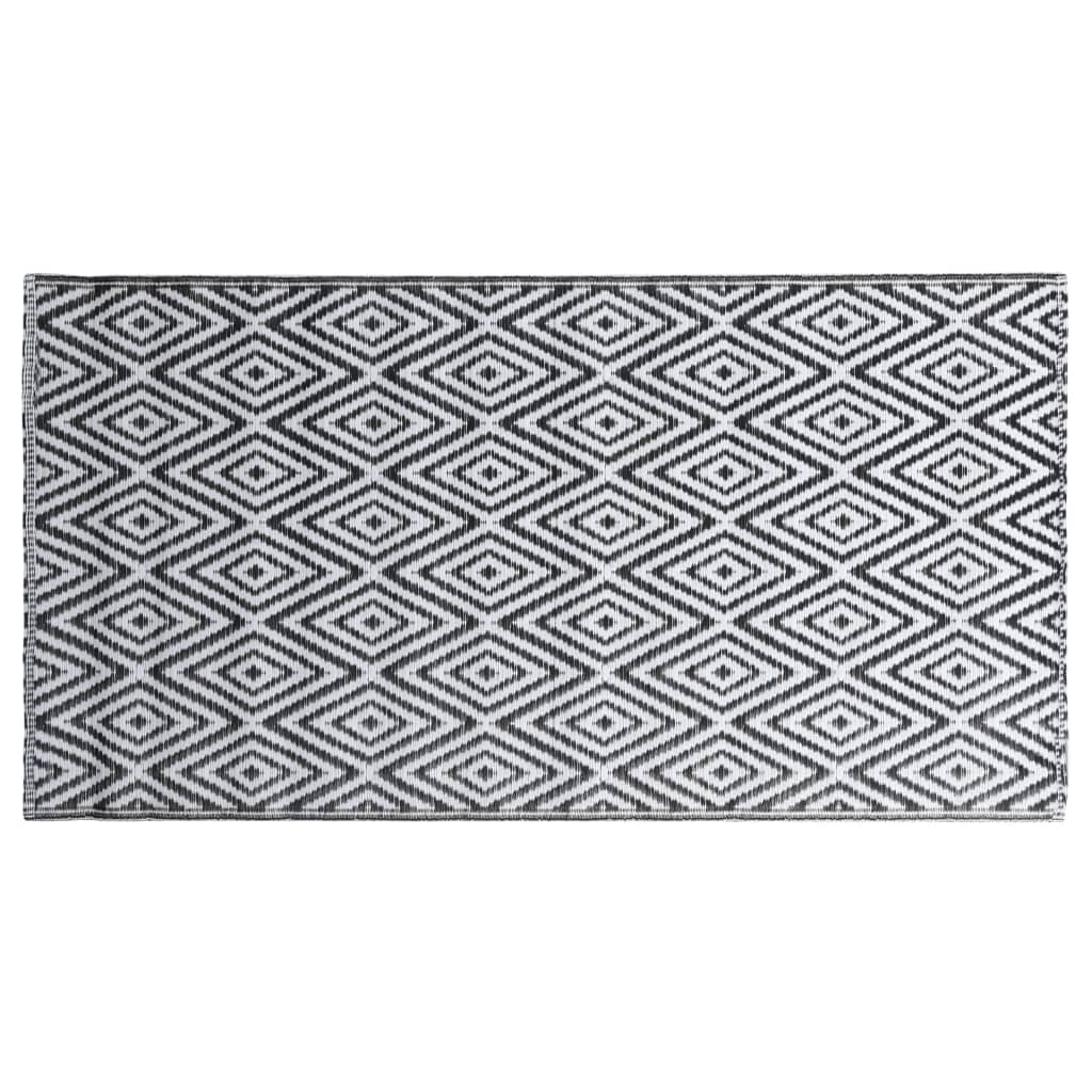 vidaXL āra paklājs, 120x180 cm, balts un melns PP