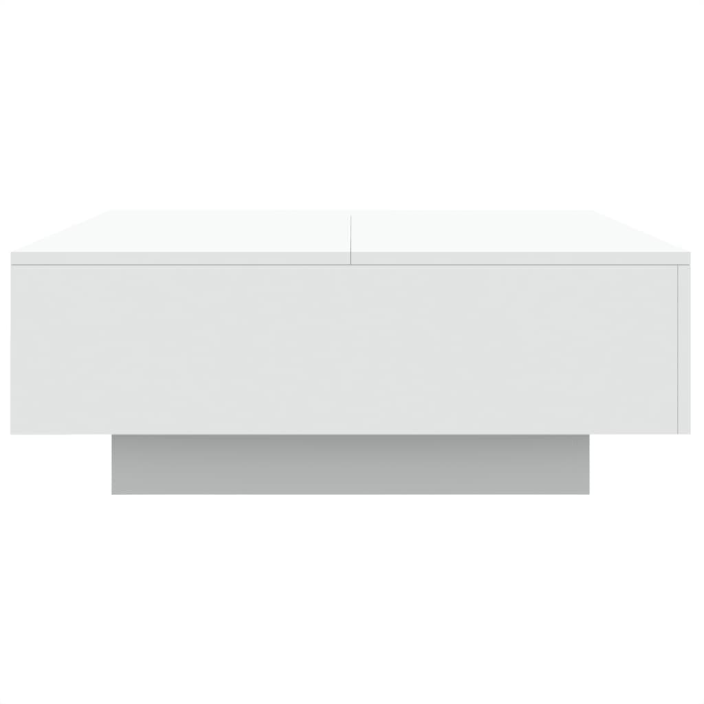 vidaXL kafijas galdiņš ar LED, balts, 80x80x31 cm