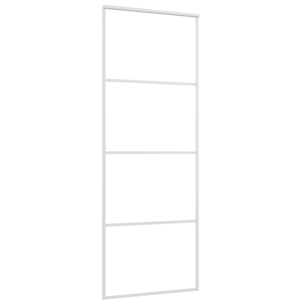vidaXL bīdāmās durvis, 76x205 cm, ESG stikls, balts alumīnijs