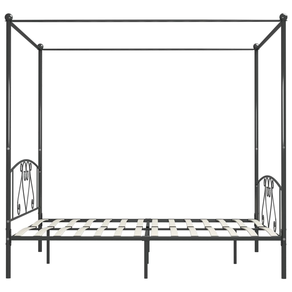 vidaXL gultas rāmis ar nojumi, pelēks, metāls, 180x200 cm