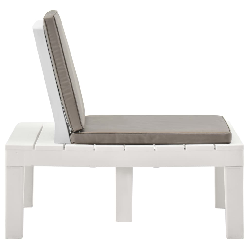 vidaXL dārza atpūtas krēsli ar matračiem, 4 gab., balta plastmasa