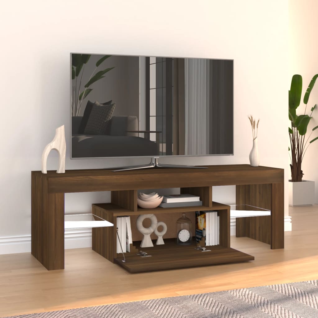 vidaXL TV skapītis ar LED lampiņām, ozolkoka krāsa, 120x35x40 cm