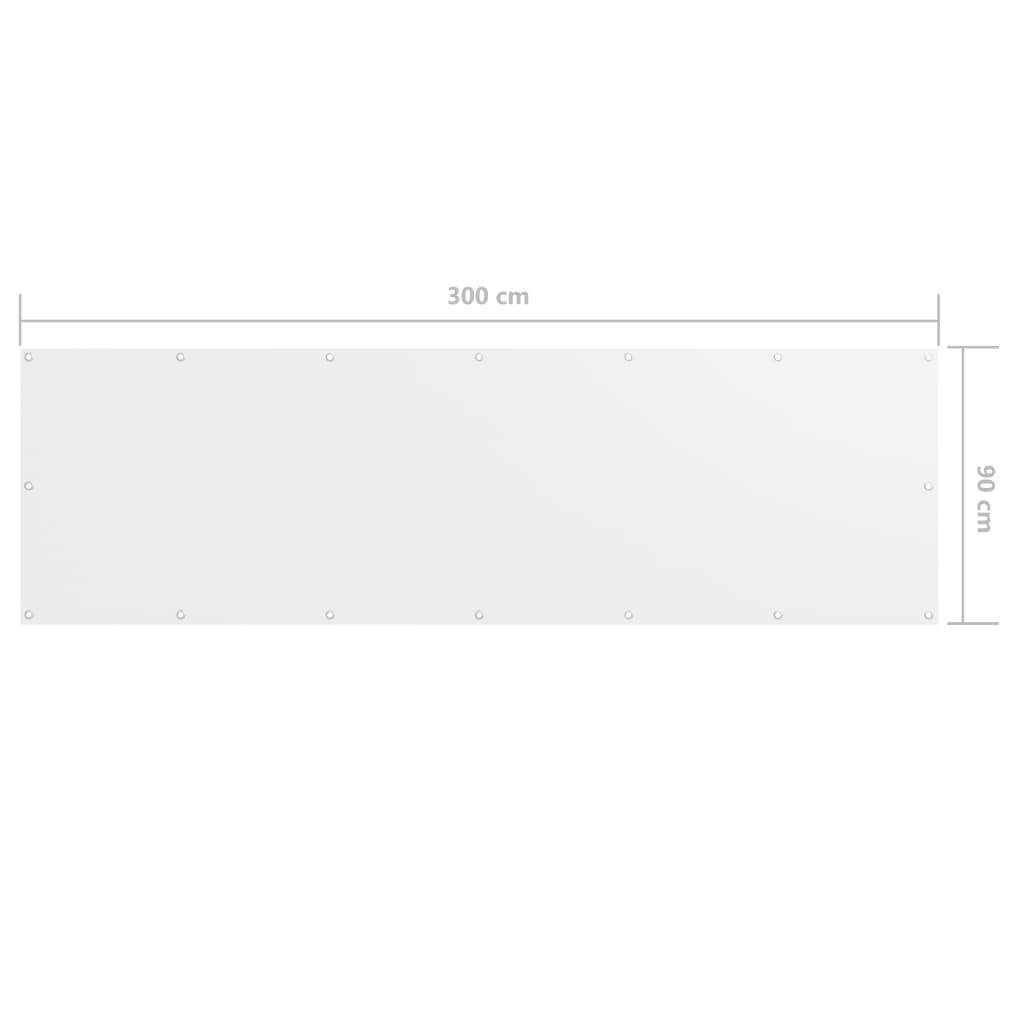vidaXL balkona aizslietnis, 90x300 cm, balts audums