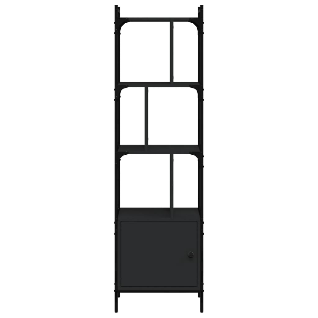 vidaXL grāmatu plaukts ar durvīm, melns, 44,5x30x154,5 cm, koks
