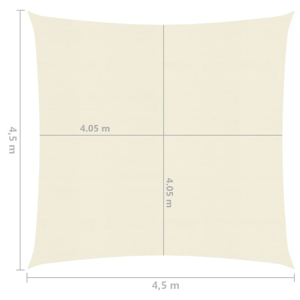 vidaXL saulessargs, 160 g/m², krēmkrāsas, 4,5x4,5 m, HDPE