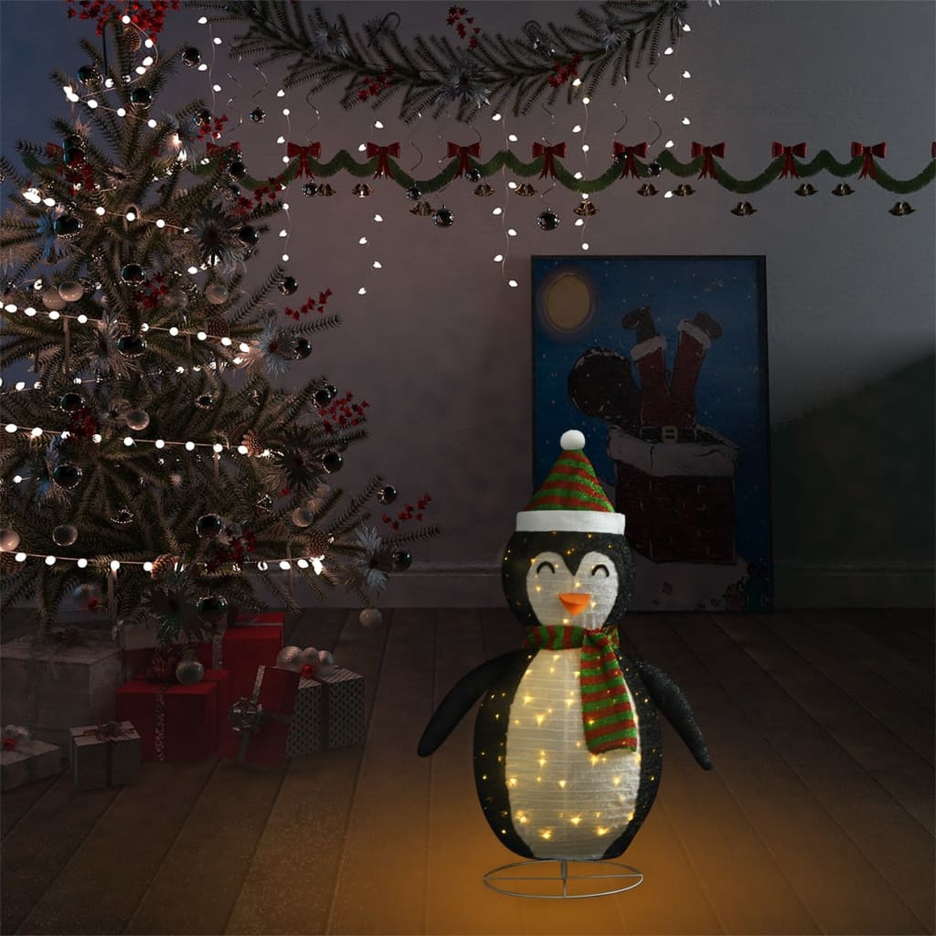 vidaXL dekoratīva Ziemassvētku pingvīna figūra ar LED, audums, 60 cm