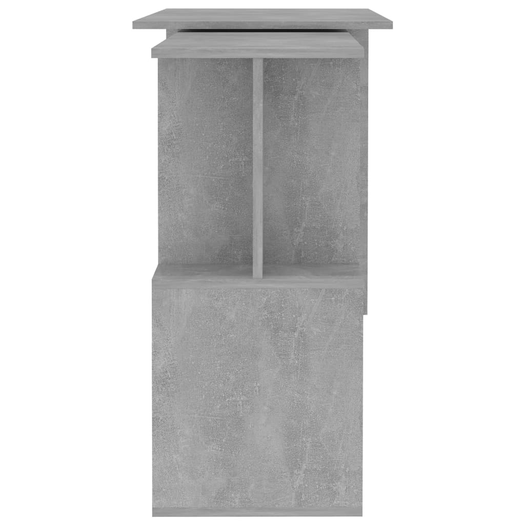 vidaXL stūra rakstāmgalds, betona pelēks, 200x50x76 cm, skaidu plāksne