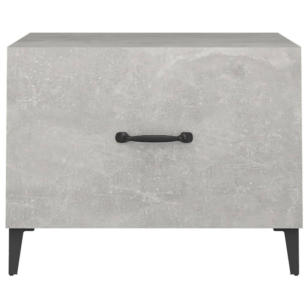 vidaXL kafijas galdiņš ar metāla kājām, betona pelēks, 50x50x40 cm