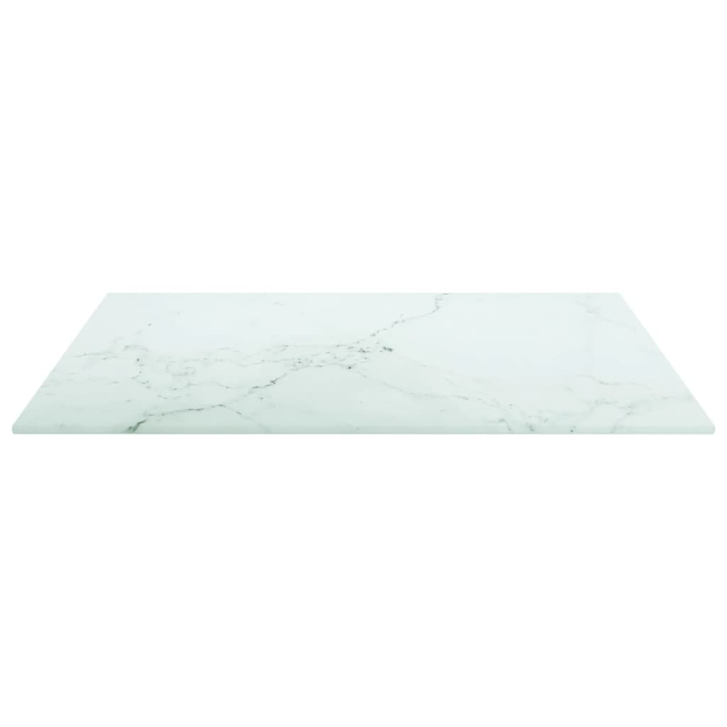 vidaXL galda virsma, balta, 50x50 cm, 6 mm, stikls ar marmora dizainu