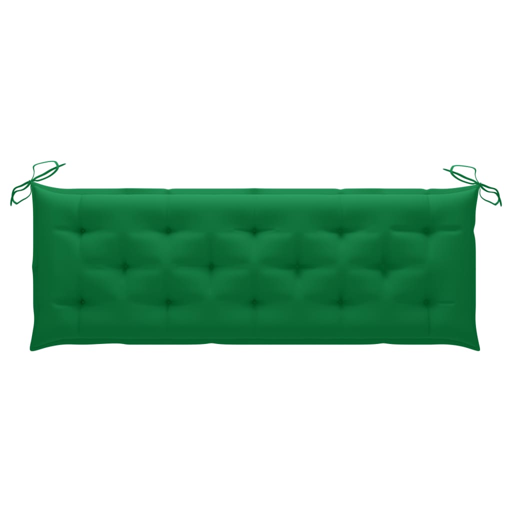 vidaXL sols ar zaļu matraci, 150 cm, masīvs tīkkoks
