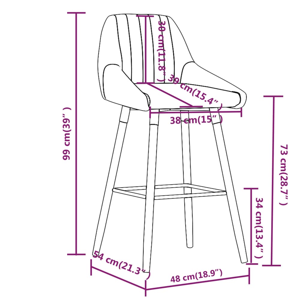 vidaXL bāra krēsli, 2 gab., brūns audums