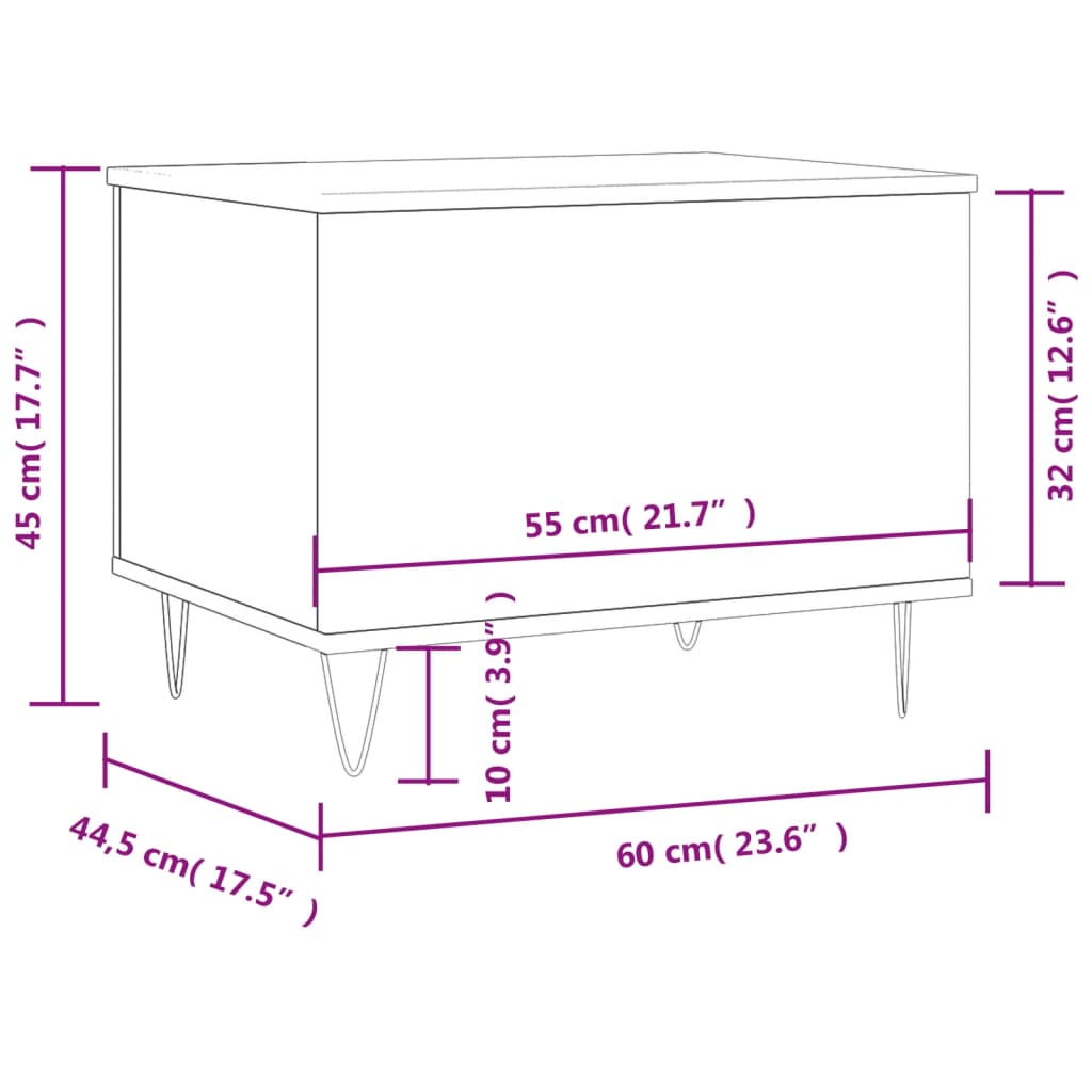 vidaXL kafijas galdiņš, melns, 60x44,5x45 cm, inženierijas koks