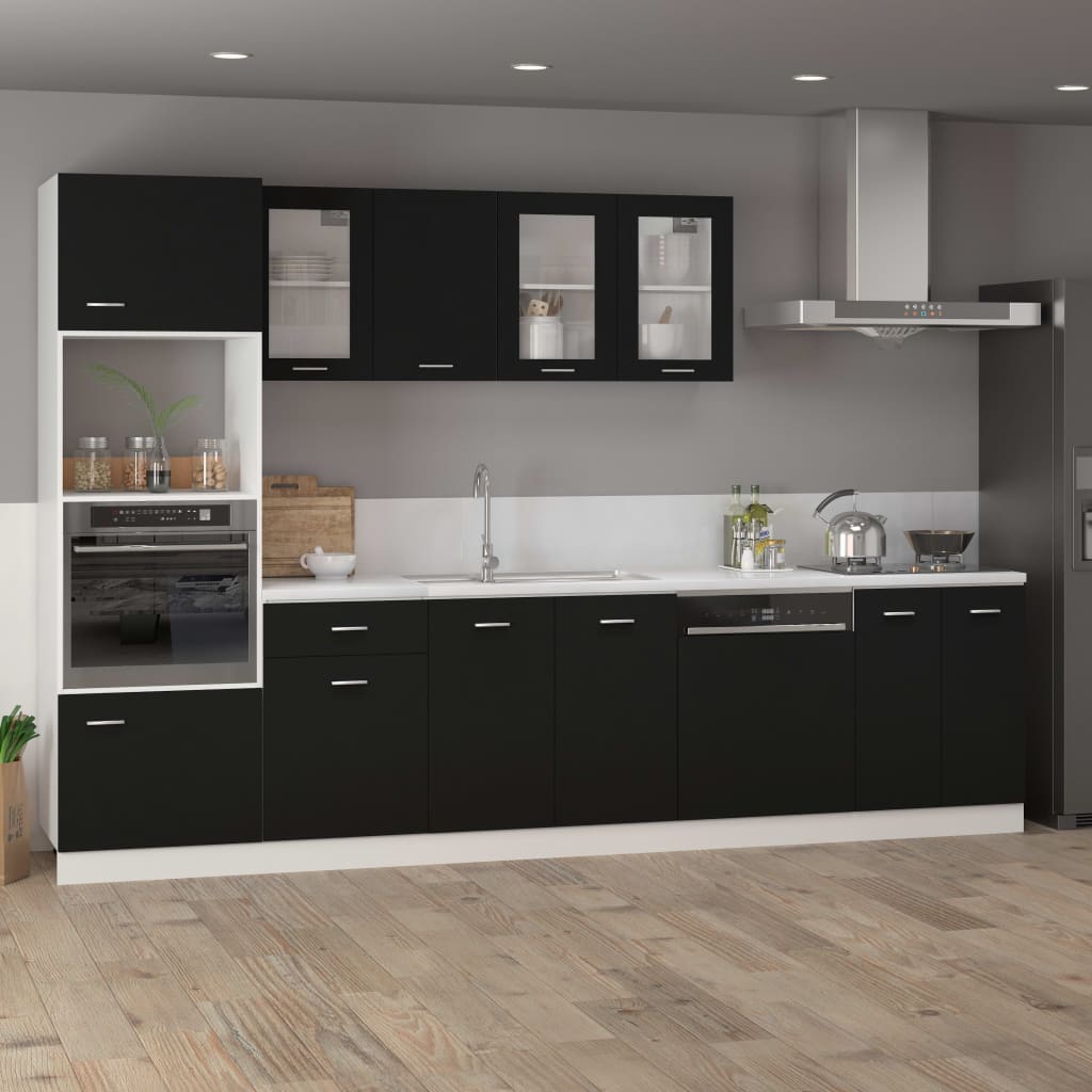 vidaXL virtuves skapītis, melns, 60x46x81,5 cm, skaidu plāksne