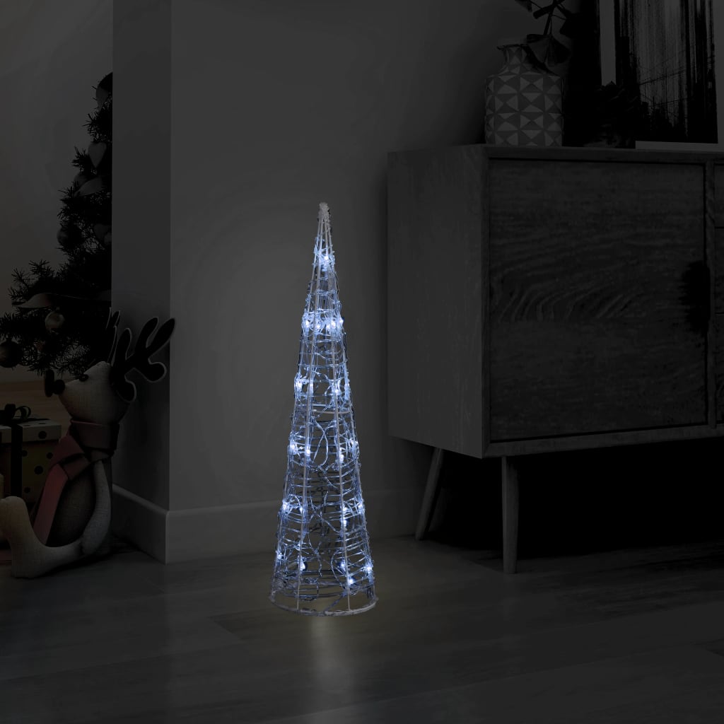 vidaXL LED lampiņu dekorācija, akrils, piramīda, 60 cm, vēsi balta