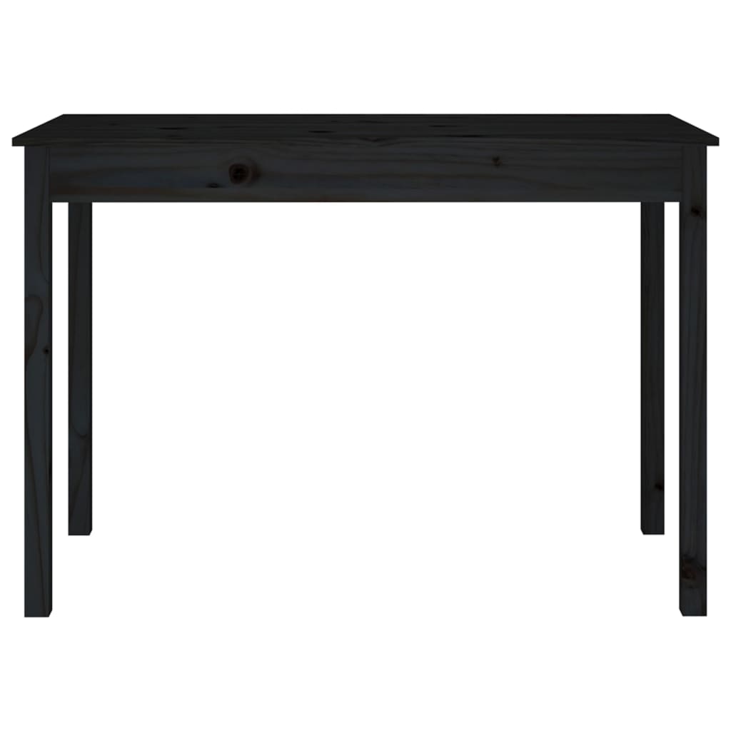 vidaXL virtuves galds, melns, 110x55x75 cm, priedes masīvkoks