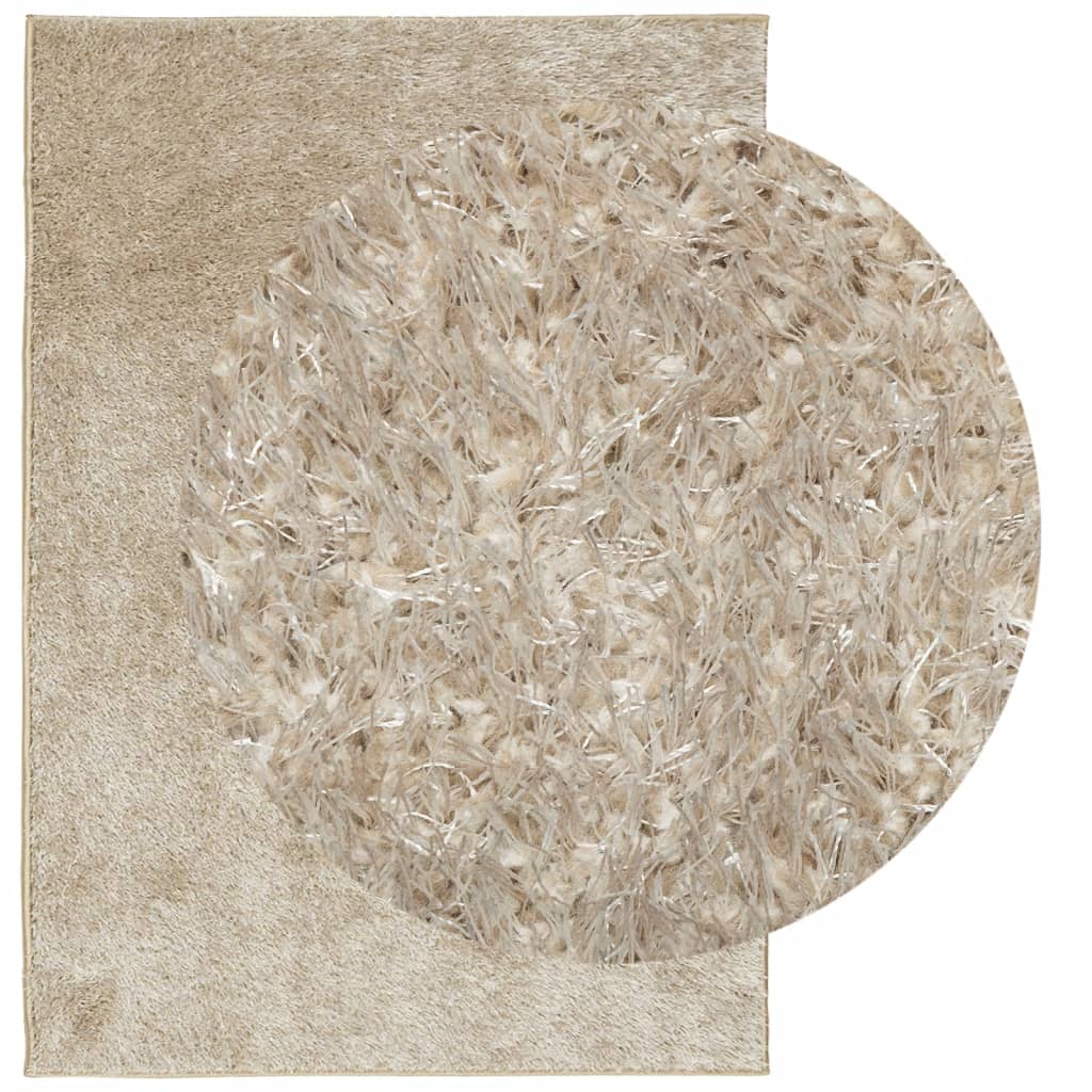 vidaXL paklājs ISTAN, gara spalva, spīdīgi bēšs, 120x170 cm