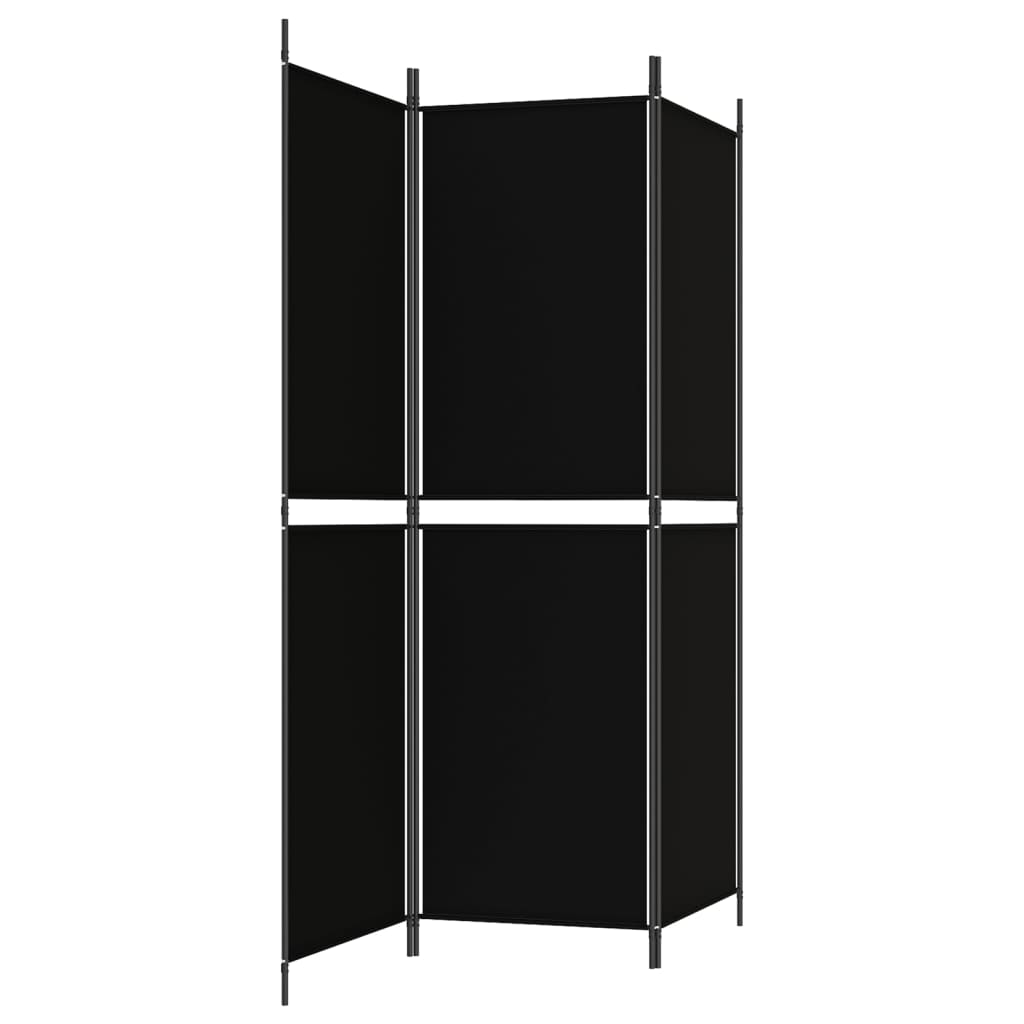 vidaXL 3-paneļu istabas aizslietnis, 150x180 cm, melns audums