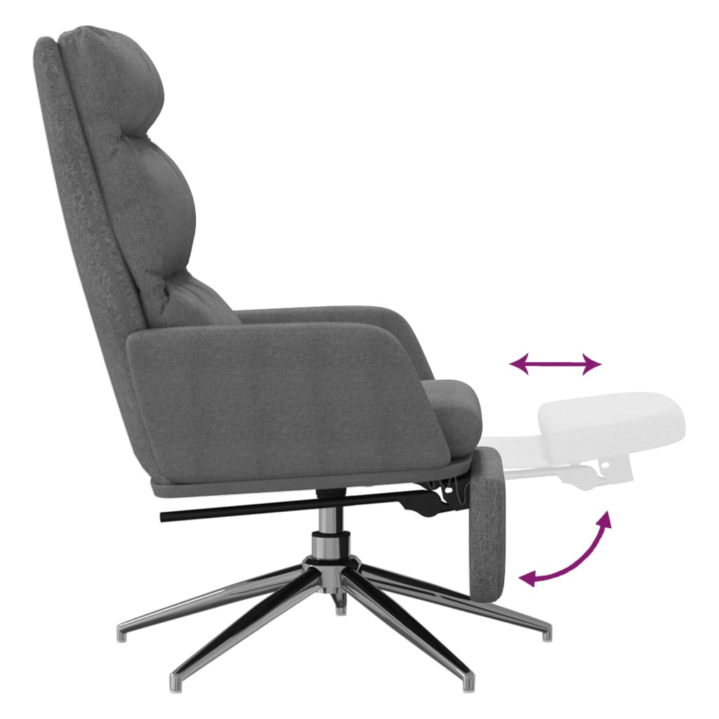 vidaXL atpūtas krēsls ar kāju balstu, gaiši pelēks audums