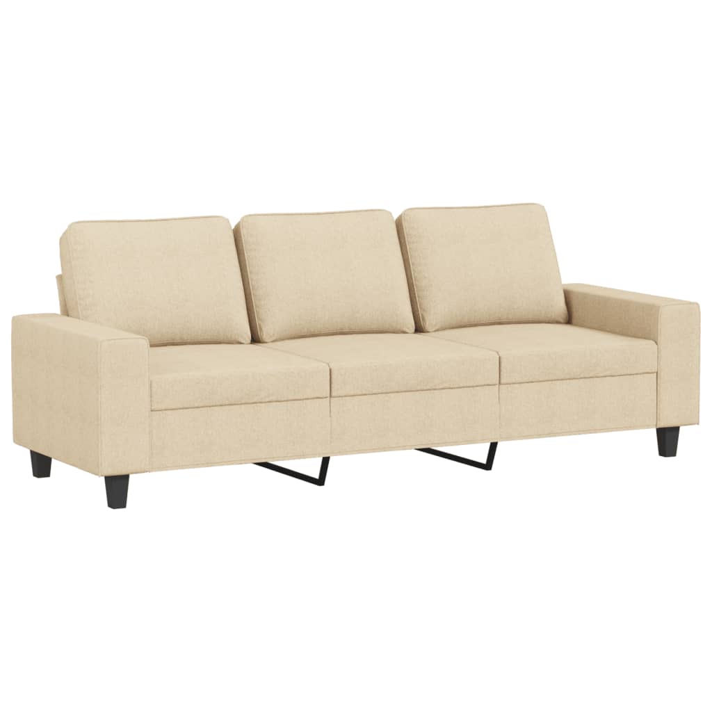 vidaXL trīsdaļīgs dīvānu komplekts, krēmkrāsas audums