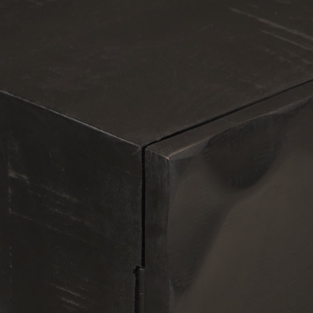 vidaXL bufete, melna, 55x30x76 cm, mango masīvkoks un dzelzs