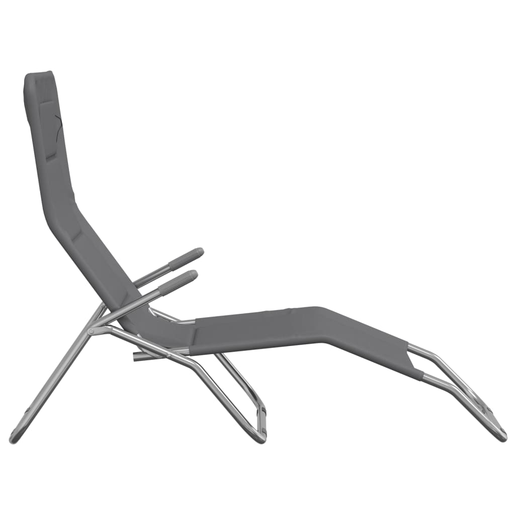 vidaXL sauļošanās krēsli, 2 gb., saliekami, pelēks tekstilēns, tērauds