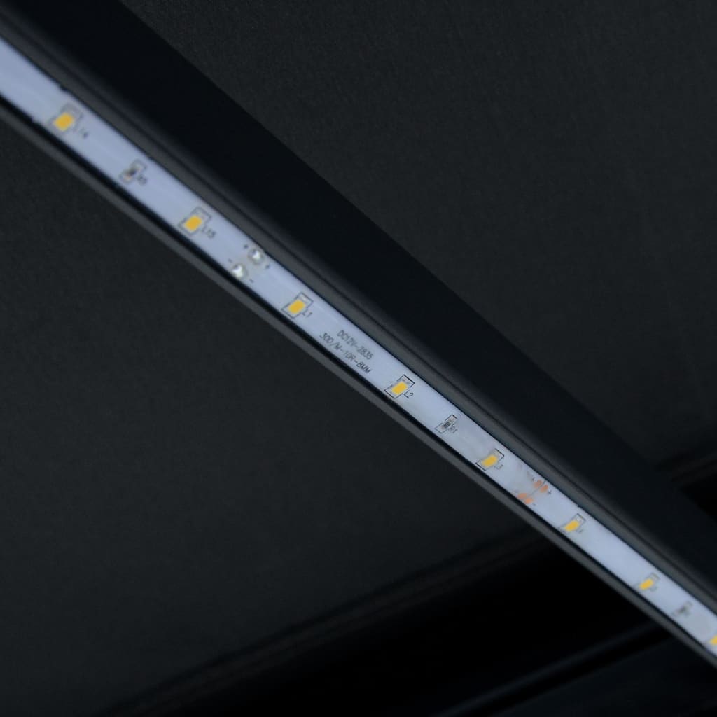 vidaXL manuāli izvelkama markīze ar LED, 450x300 cm, antracītpelēka