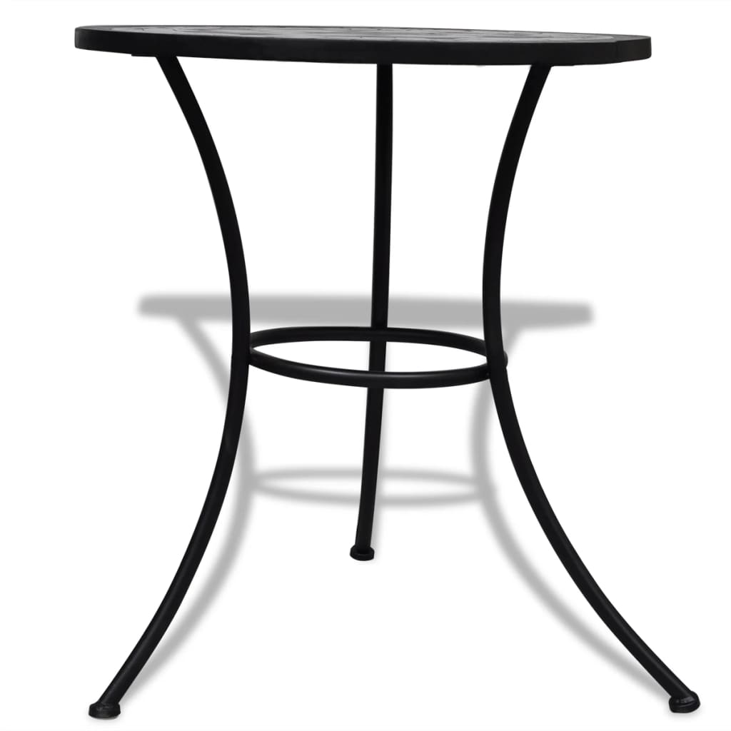 vidaXL bistro galds, 60 cm, melna un balta mozaīka