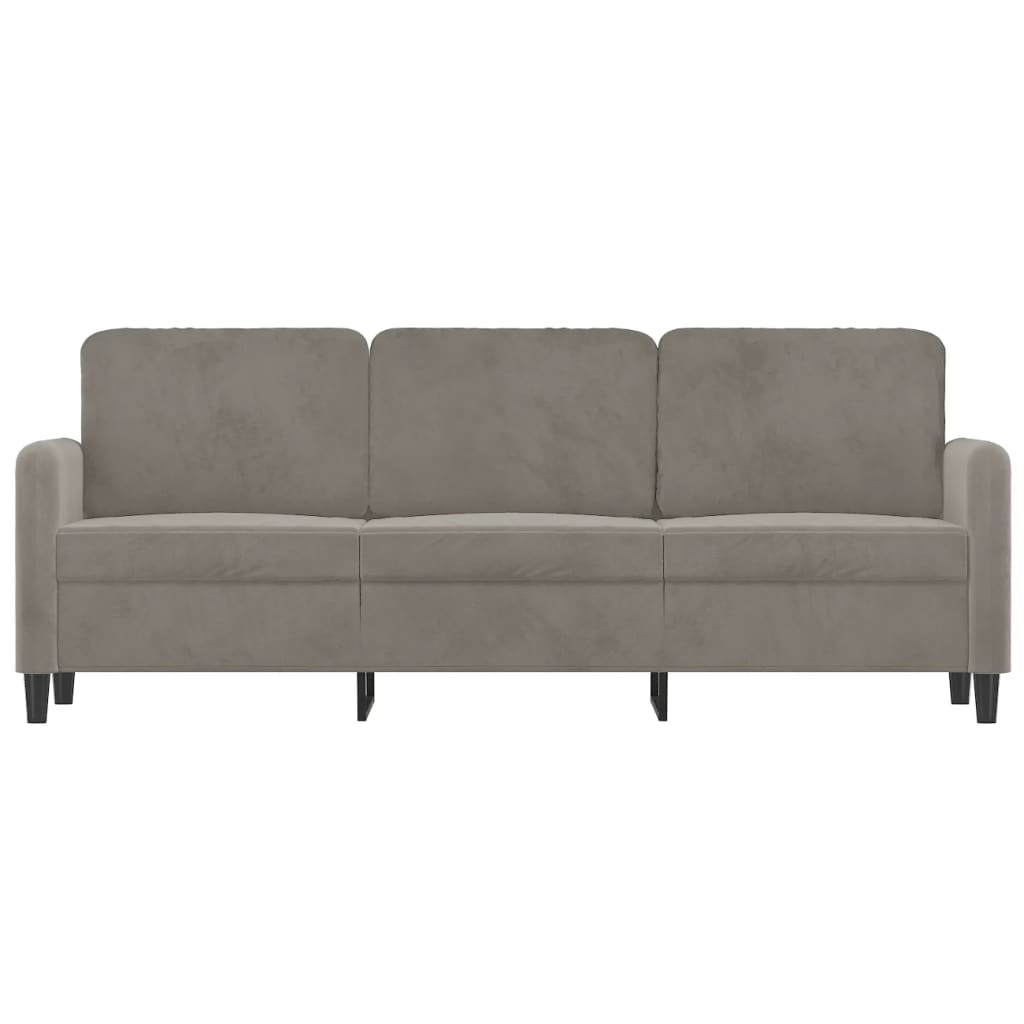 vidaXL trīsvietīgs dīvāns, gaiši pelēks, 180 cm, samts