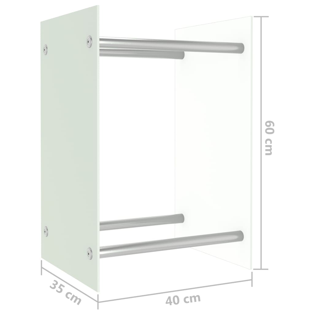 vidaXL malkas uzglabāšanas statīvs, balts, 40x35x60 cm, stikls