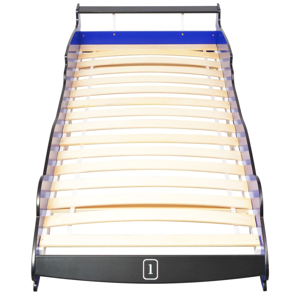 vidaXL bērnu gulta, sacīkšu mašīnas dizains, 90x200 cm, zila