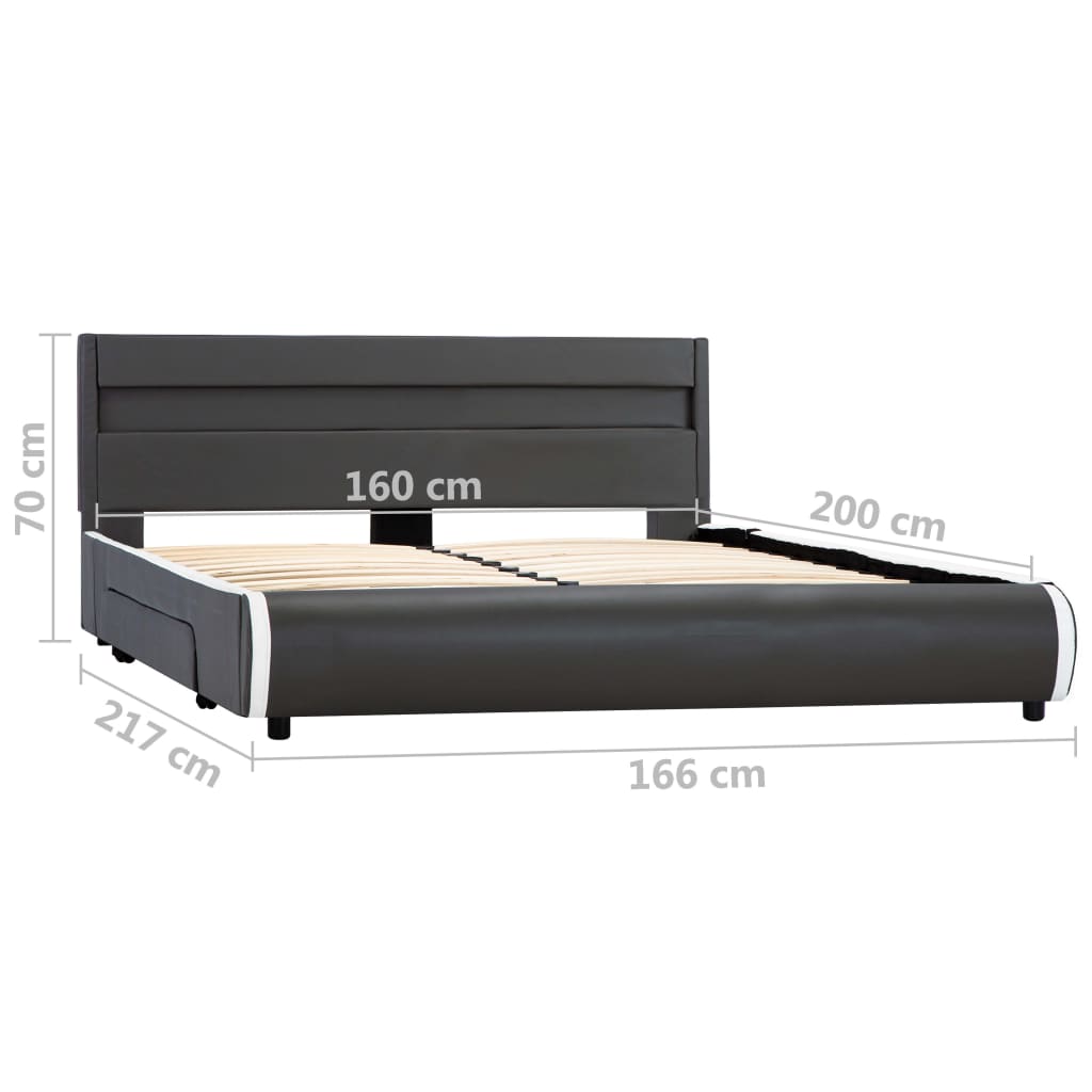 vidaXL gultas rāmis ar LED, antracītpelēka mākslīgā āda, 160x200 cm