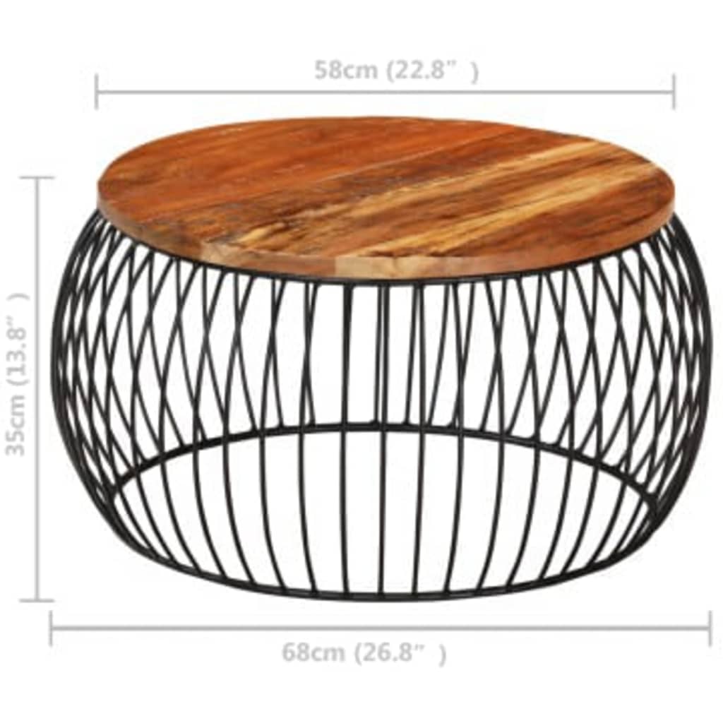 vidaXL kafijas galdiņš, Ø68 cm, pārstrādāts masīvkoks