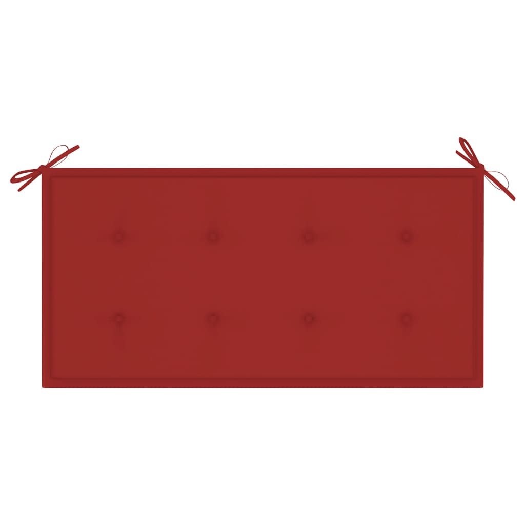 vidaXL dārza sols ar sarkanu matraci, 112 cm, masīvs tīkkoks