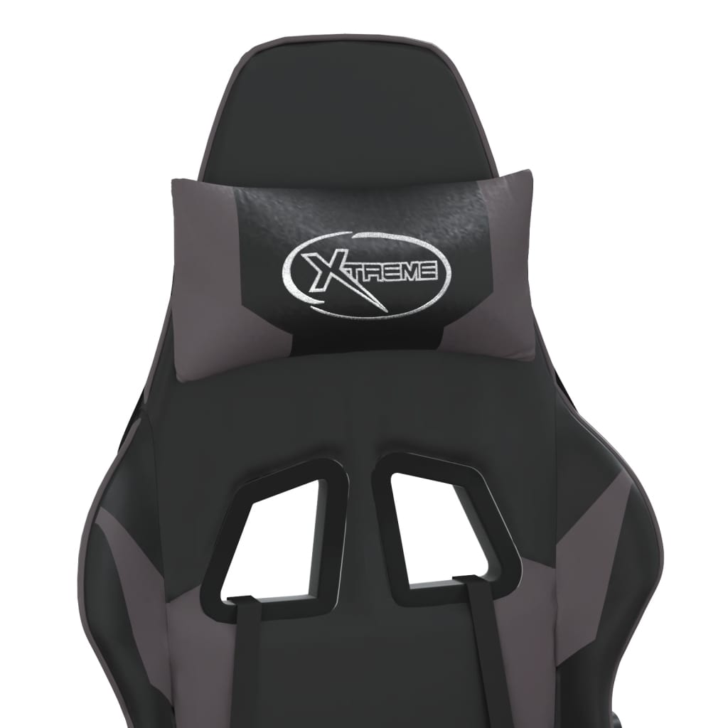 vidaXL masāžas datorspēļu krēsls, melna un pelēka mākslīgā āda
