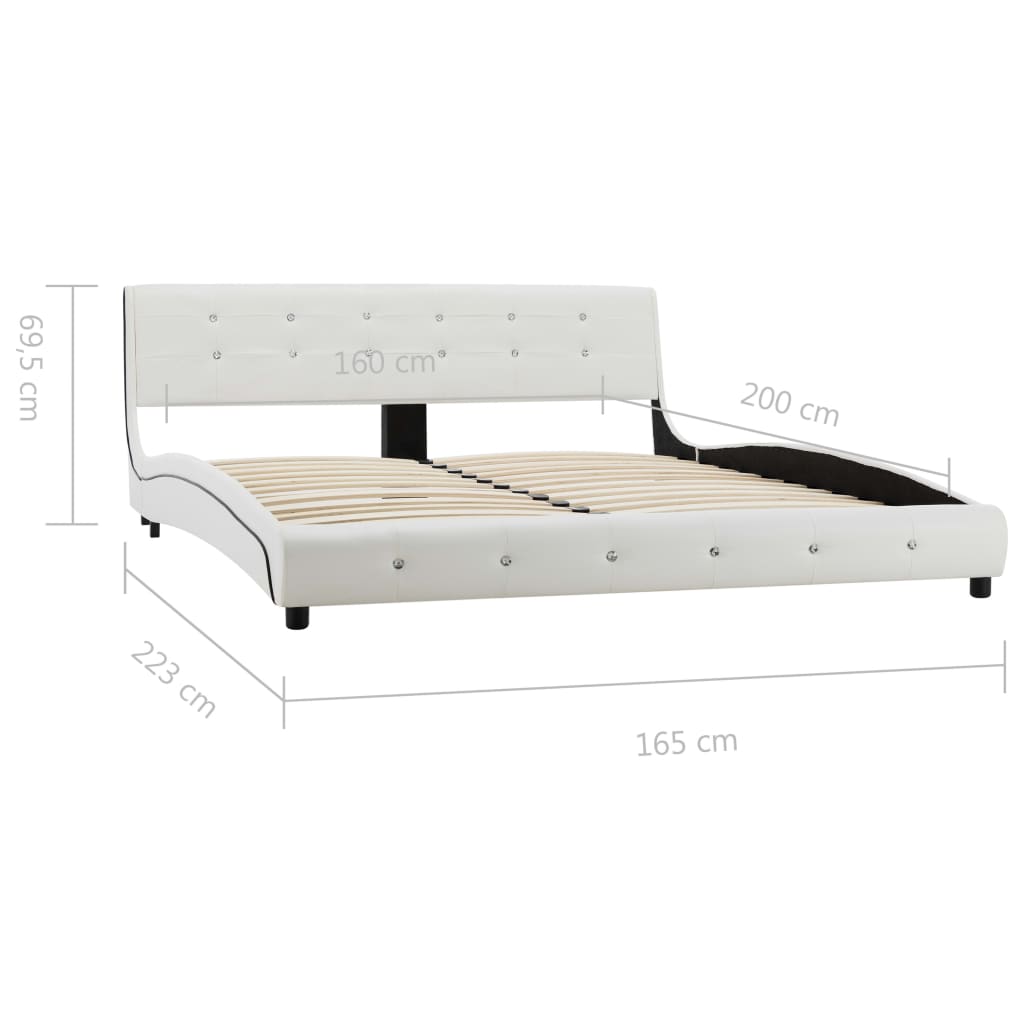vidaXL gultas rāmis, 160x200 cm, balta mākslīgā āda