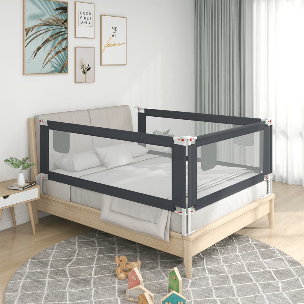 vidaXL bērnu gultas aizsargbarjera, tumši pelēka, 180x25 cm, audums
