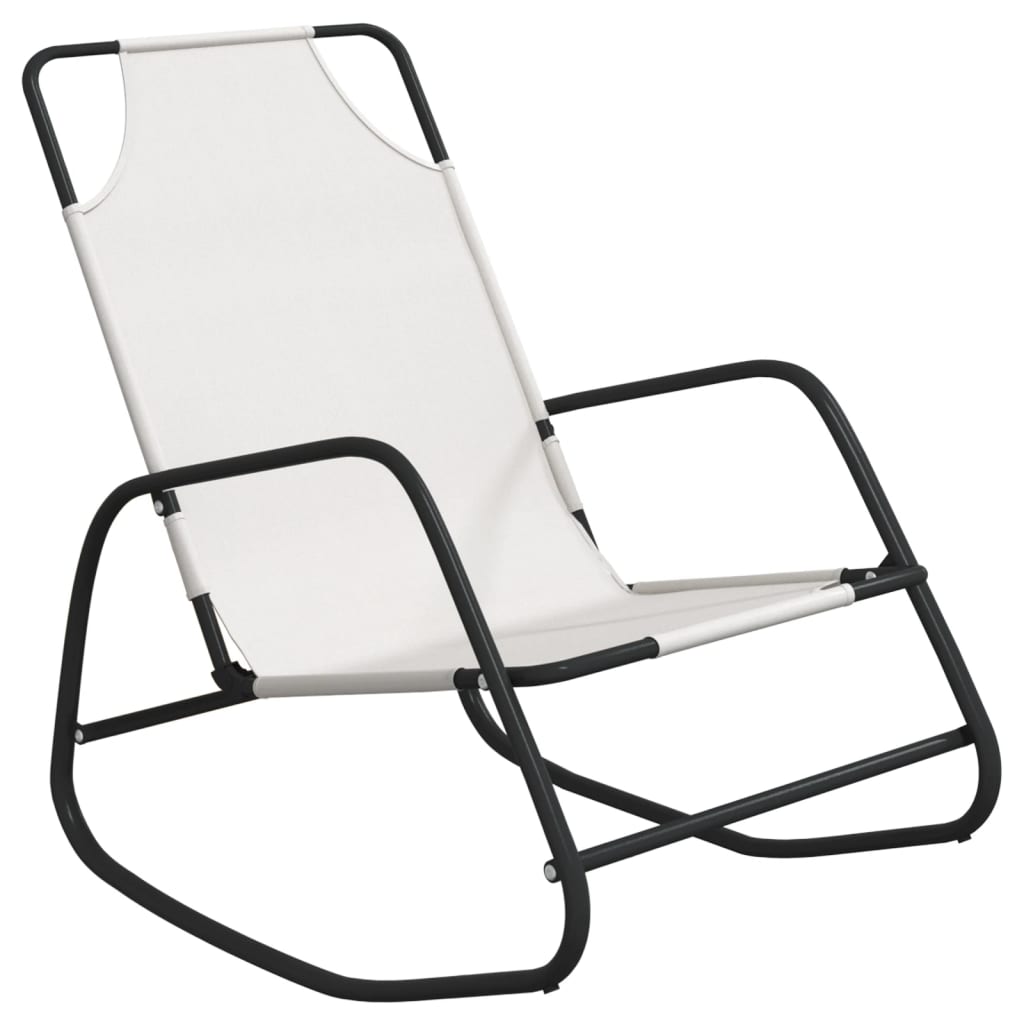 vidaXL sauļošanās šūpuļkrēsls, tērauds, krēmkrāsas tekstilēns
