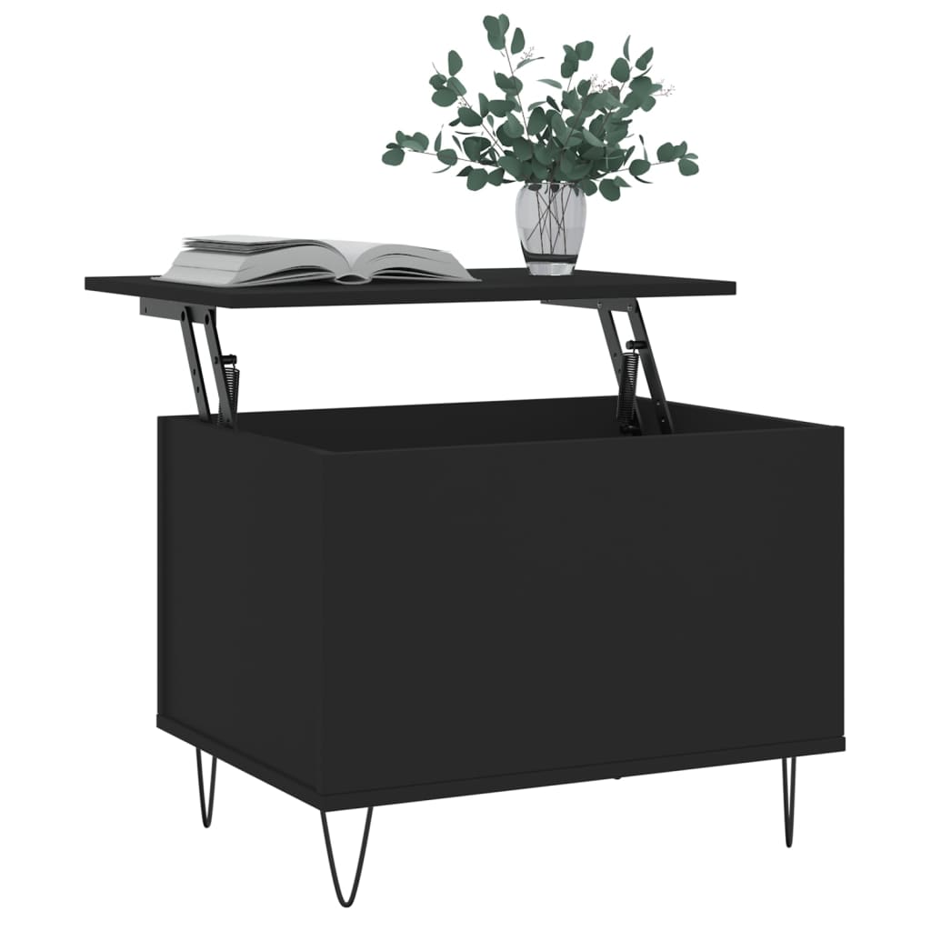 vidaXL kafijas galdiņš, melns, 60x44,5x45 cm, inženierijas koks