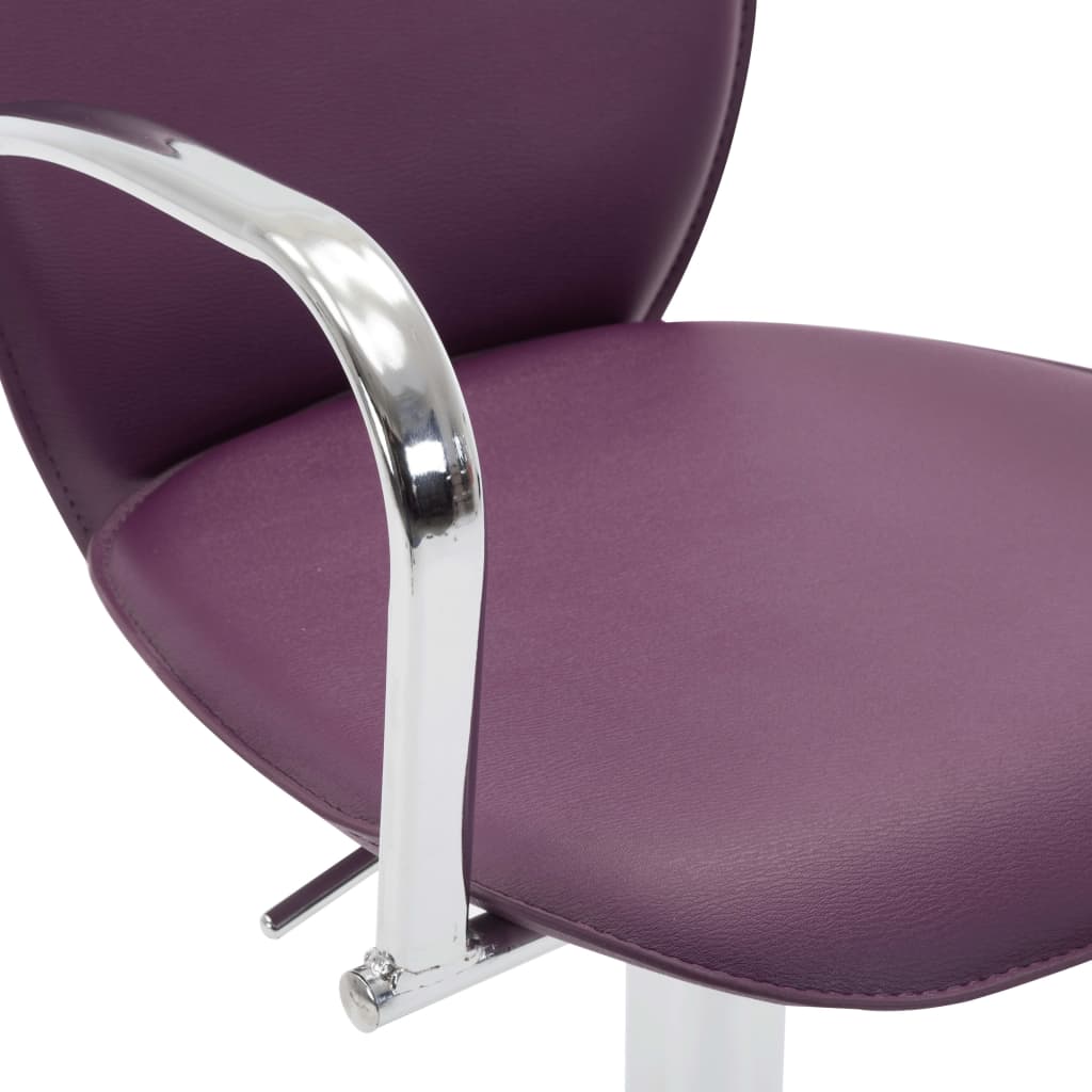vidaXL bāra krēsli ar roku balstiem, 2 gab., violeta mākslīgā āda