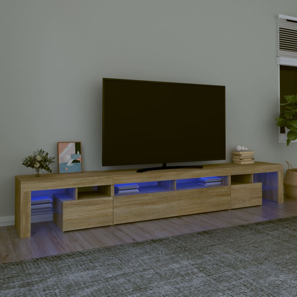 vidaXL TV skapītis ar LED apgaismojumu, ozolkoka krāsa, 260x36,5x40 cm